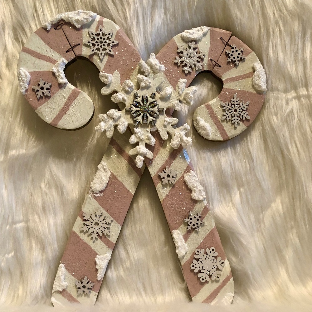 Pink & Cream Candy Cane Christmas Wall Decor